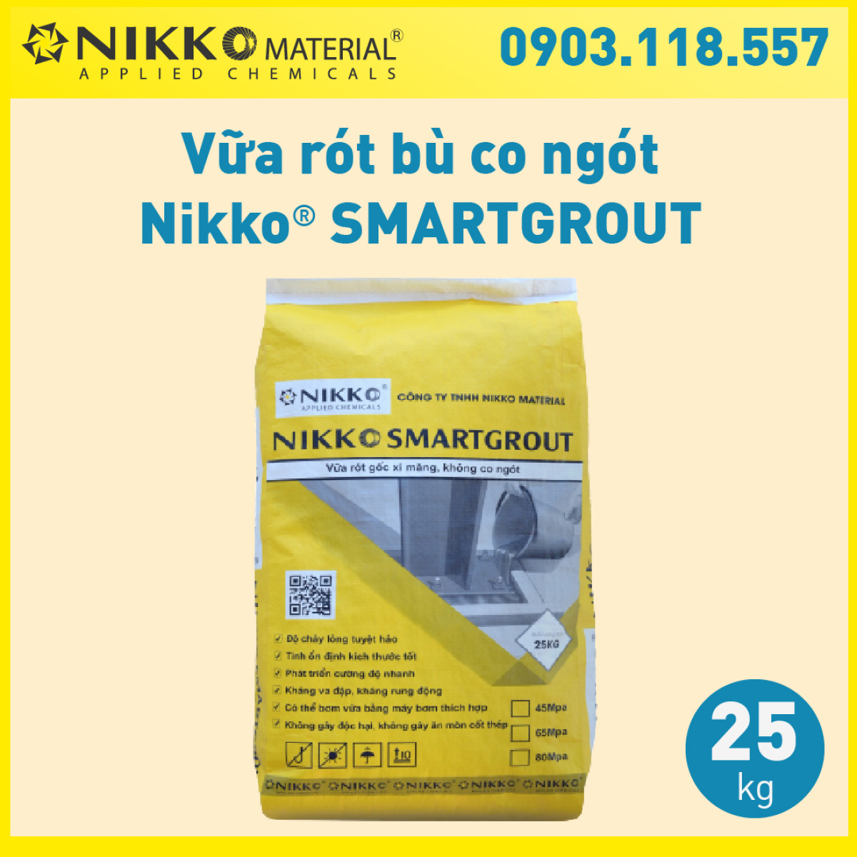NIKKO SMARTGROUT G65 – Vữa rót bù co ngót gốc xi măng